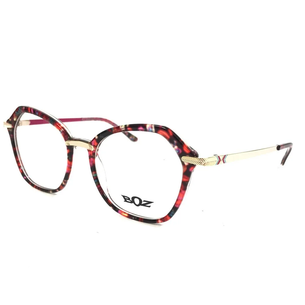 BOZ Eyeglasses Frames IXELLE 3080 Flower Pink Shiny Gold Red Butterfly 53-18-135